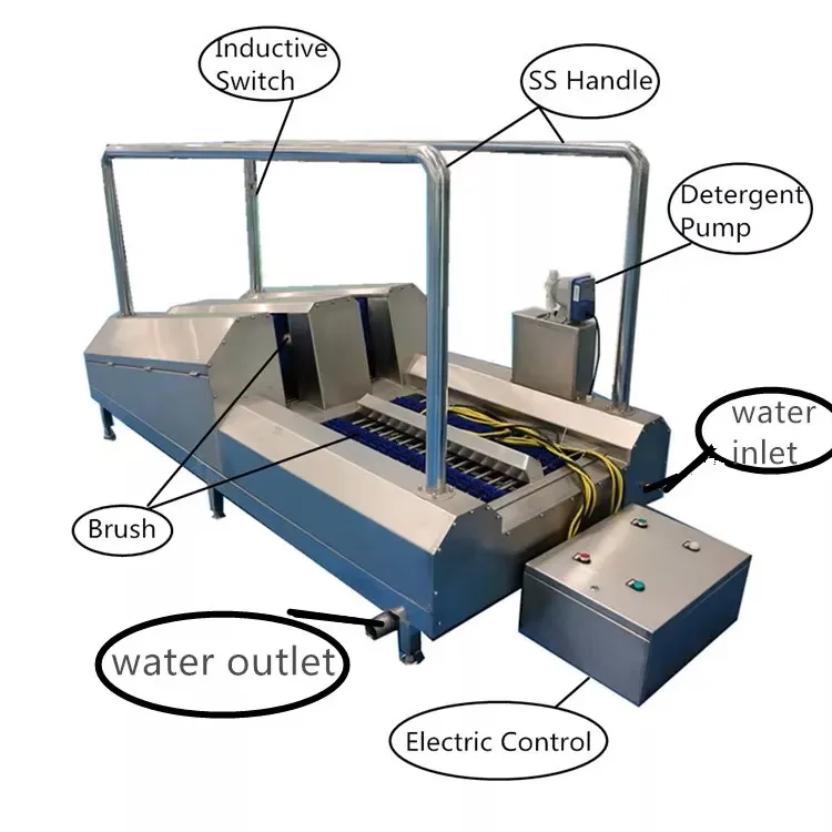 Stainless steel handheld boot washing machine designed to industrial hygiene standards