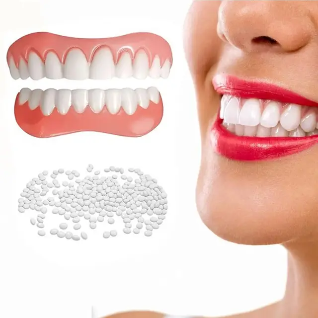 Instant Smile Comfort Fit Flex Cosmetic Artificial Teeth, Bright White Shade, Comfortable Upper Veneer Upper & Lower