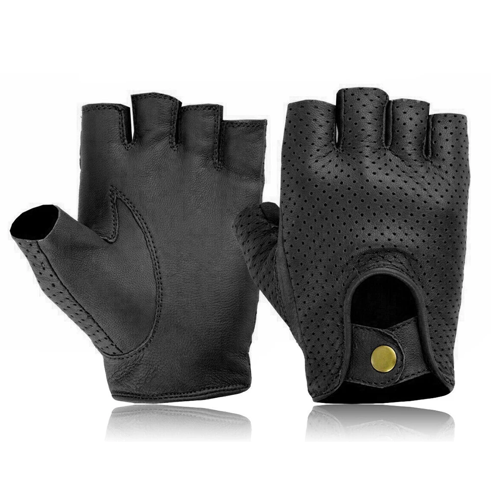 Wholesale Genuine Leather Half Finger Wheelchair Gloves Weight Lifting ...