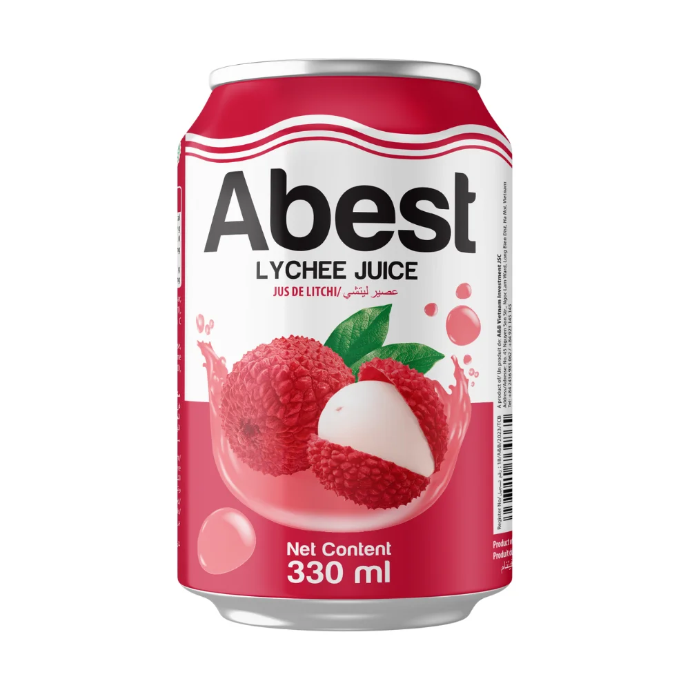 Abest 330ml Canned Lychee Drink Fresh Flavored Fruit Juice Concentrate with Water Sugar Dried Style Bottle Packaging Soft Drinks