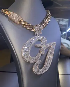 Customized High Quality 925 Sterling Silver Platinum Plated Hip Hop Iced Diamond Moissanite Pendant Charms Unisex Customizable