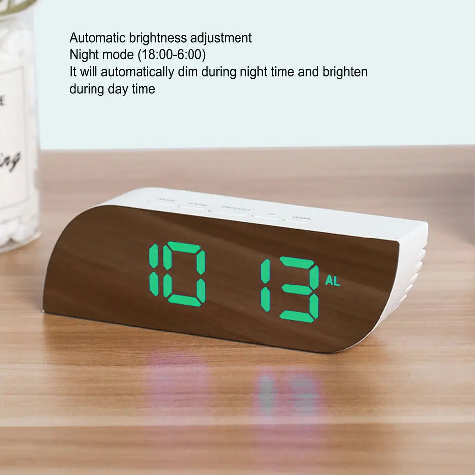 Luxury Multifunctional Wake up Digital Mirror Led Alarm Table Clock With Snooze Temperature Backlight