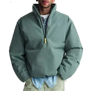 Oversize High Collar Fluffy Spandex/Cotton Reversible Windproof Zipper Puffer Jacket Custom Winter Bomber for Men Outdoor Ski