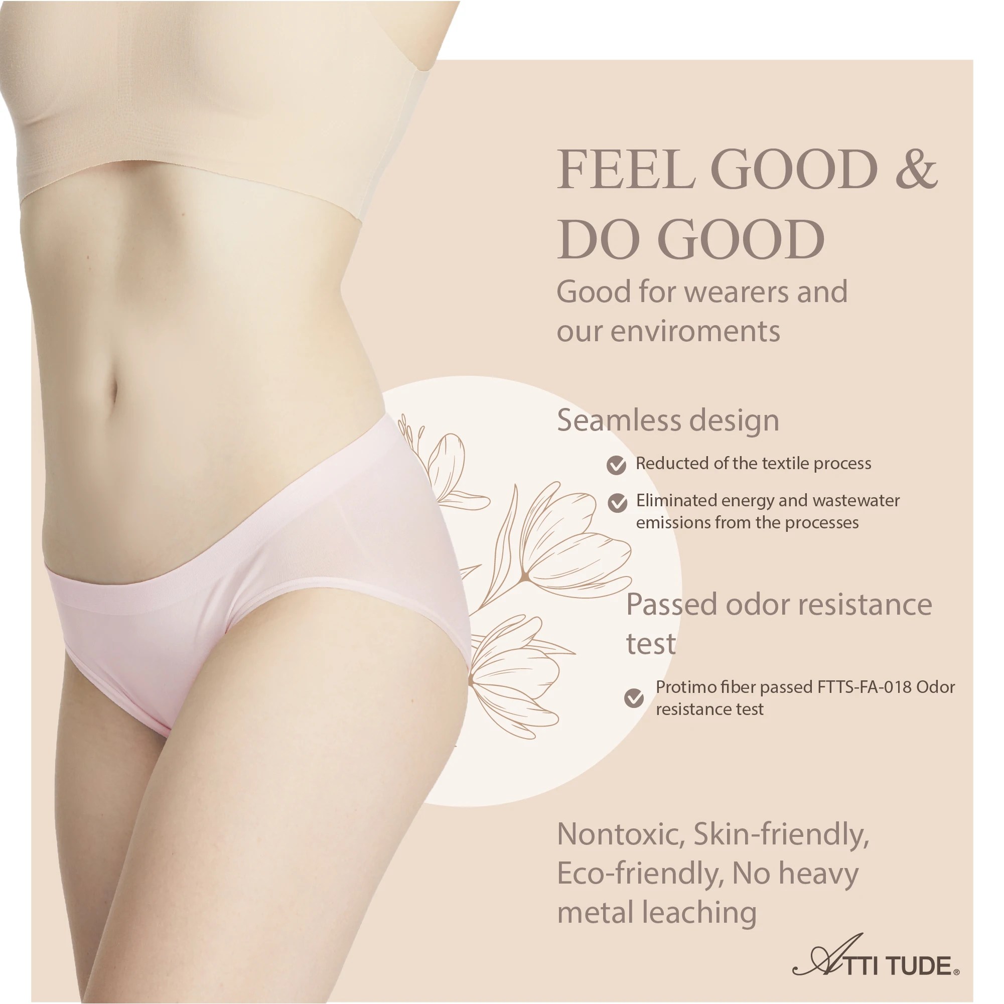 Attitude Protimo Seamless Polyamide Mid Waisted Underwear Women's