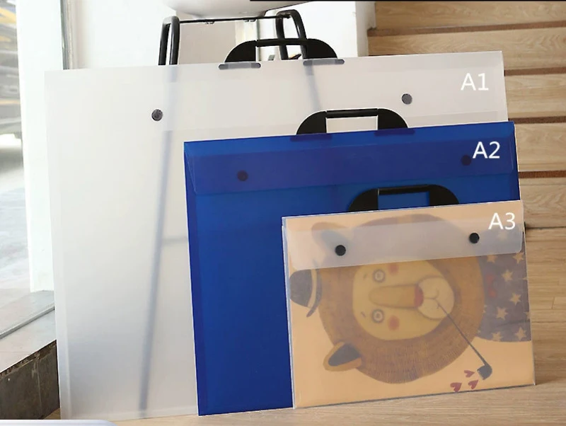 HOMSFOU Kunstportfolio Tasche 120x90 Cm – Blaue Poster-Aufbewahrung Aus Robustem PVC, Mit Griff & Verschluss, Für