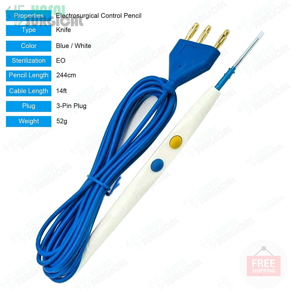 Disposable Blue Electrosurgical Diathermy Esu Grounding Pencil The
