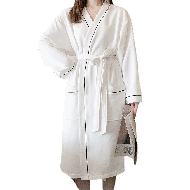 Unisex Men Women's Sleepwear Waffle Bathrobes With Embroidery Logo Woman Hotel Lightweight Waffle Bath Robe