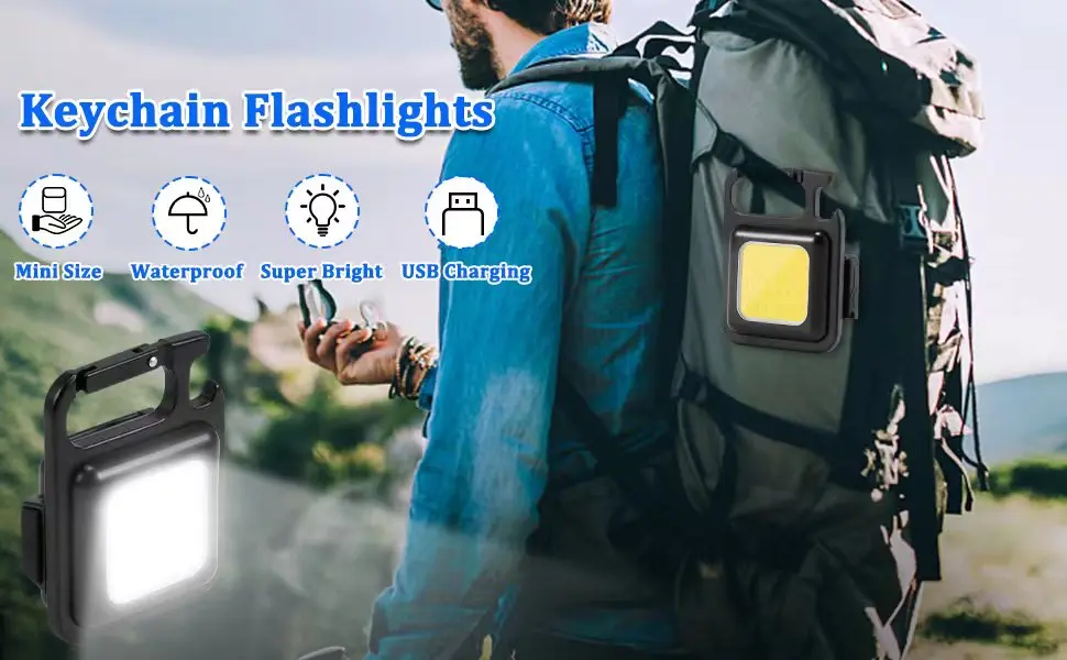 Plastic Mini Rechargeable Portable Pocket Key Chain Waterproof Magnetic COB Led Keychain Light Flashlight Camping Flashlights factory