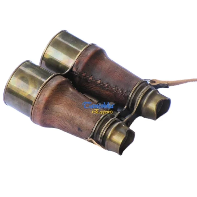 Винтажный бинокль для кемпинга, пешего туризма, путешествий, бинокль из морской кожи и латуни, бинокль, пиратское стекло с ремешком на шею