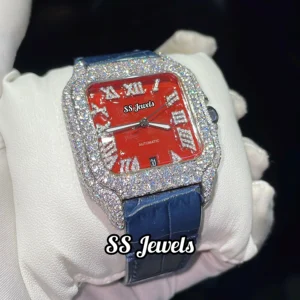 Custom Made Unisex Luxury Business Fashion Square Watch Stainless Steel Strap VVS Moissanite White Diamond Dial Roman Numerals