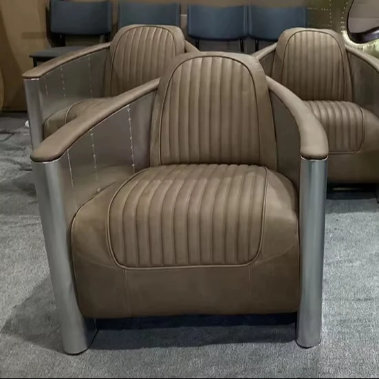 Defaicoヴィンテージアビエイター家具レザークラブ航空機アームチェア