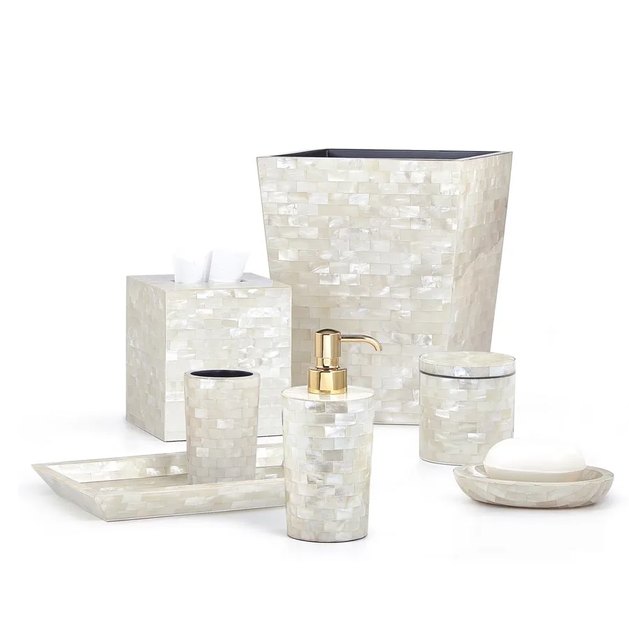 Set Of 7 Pieces Mother Of Pearl Bathroom Accessories Luxury Design