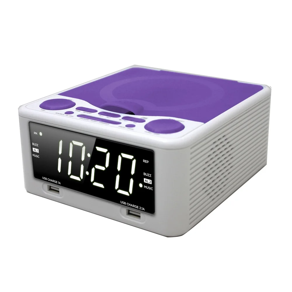 CD- 268 1.2"or1.4" LED Display CD Player Alarm Clock FM Radio with USB Port for Charging/music Playback