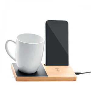 Custom Logo Bamboo Wireless Charging Dock Fast 15W/10W/5W Promotional Business Gift for Phone