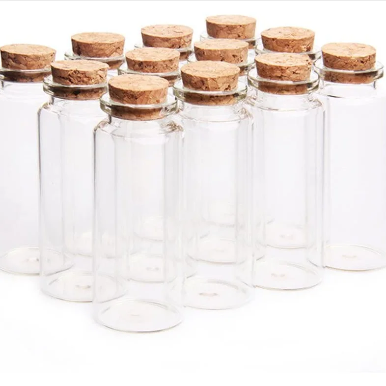 Mini Custom Empty Transparent Glass Amber Bottle Wishing Glass Bottles Drifting Vials With Cork