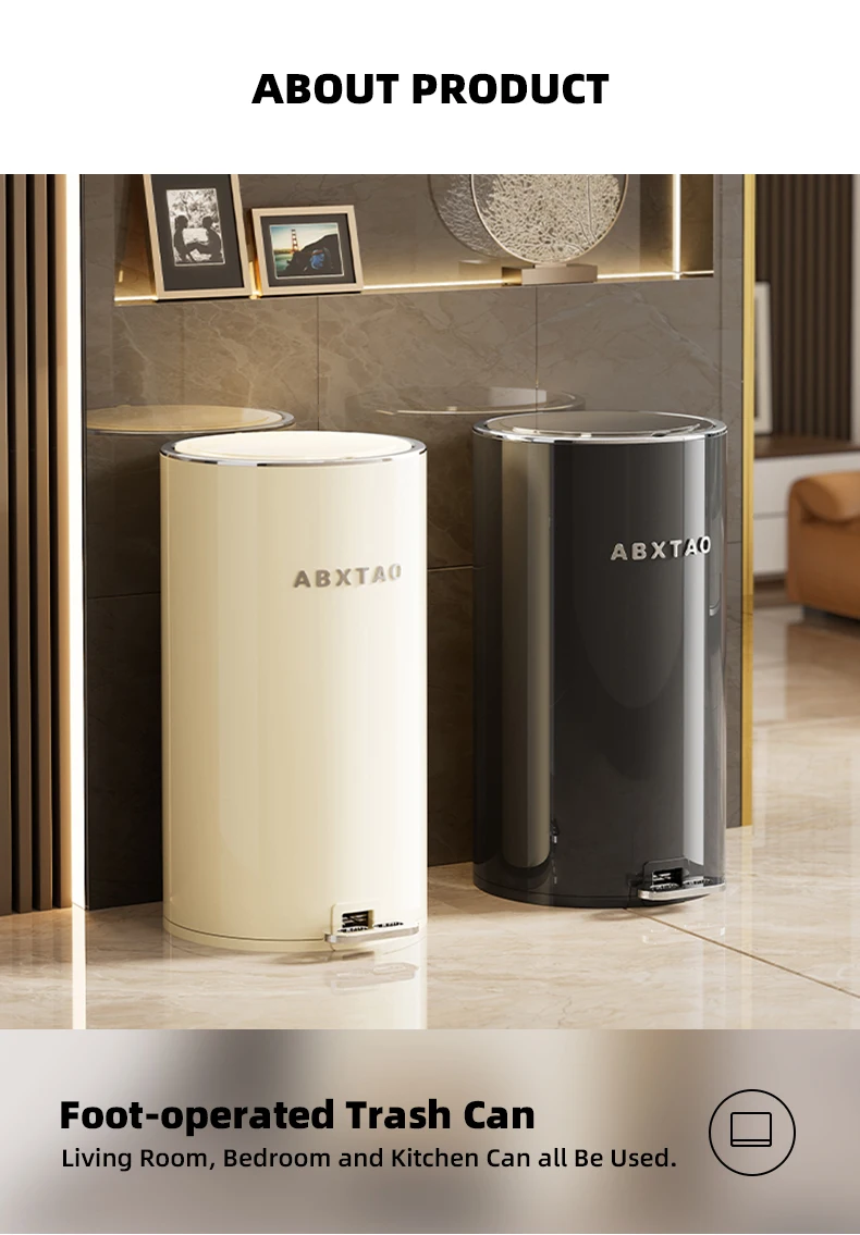 20l home step trash can sleek modern style bathroom step on trash bin with removable inner bucket-2