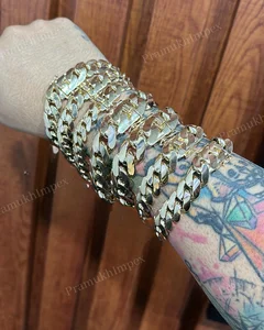 Wholesaler Best Price Highest Quality Hip Hop Sterling Silver Yellow Gold Plated Customized Bangle Unisex Anniversary GRA