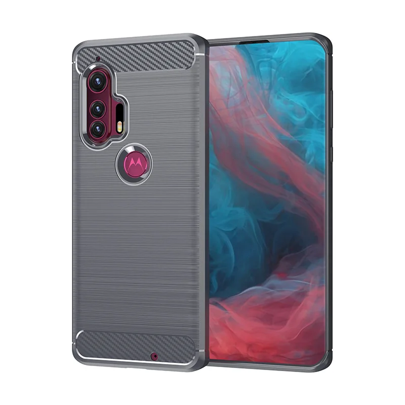 product laudtec carbon fiber texture phone cases shockproof soft tpu back cover simple business custom logo for moto edge sjk1115-8