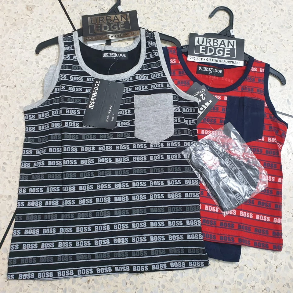 Overstock Apparels Garments Surplus Branded Labels Boys Kids Sleeveless Cotton Casual T Shirts Shorts Set Bangladesh Stock Lot