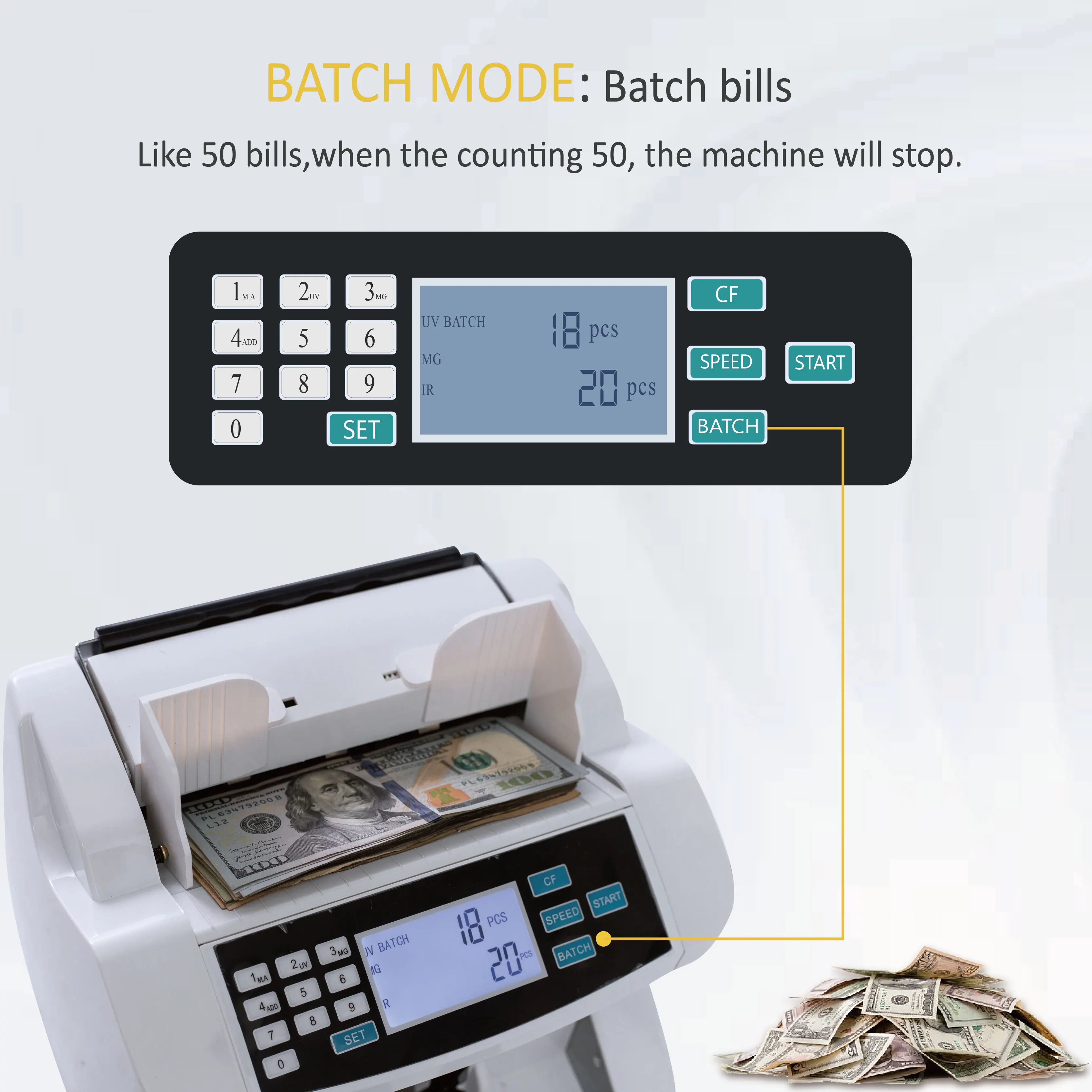 Money Detector Cash Counter Bill Single Value H-8300