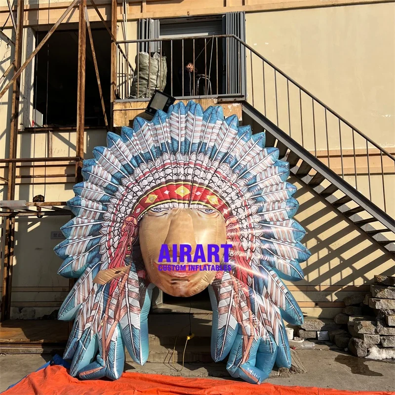 4.5 m Customized Inflatable Indian Head Sculpture,inflatable Tribe Girl Character Balloon for Sale