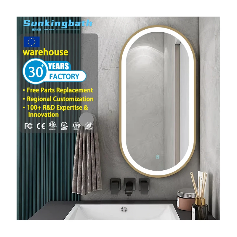 Anti Fog Smart Cabinet Customizable Mirror Wall Mount Makeup Mirror with Led Light for Bathroom Hotel Project