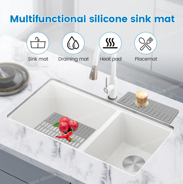 New Design Splash Guard Bathroom Drainage Mat Silicone Dish Drying Pad