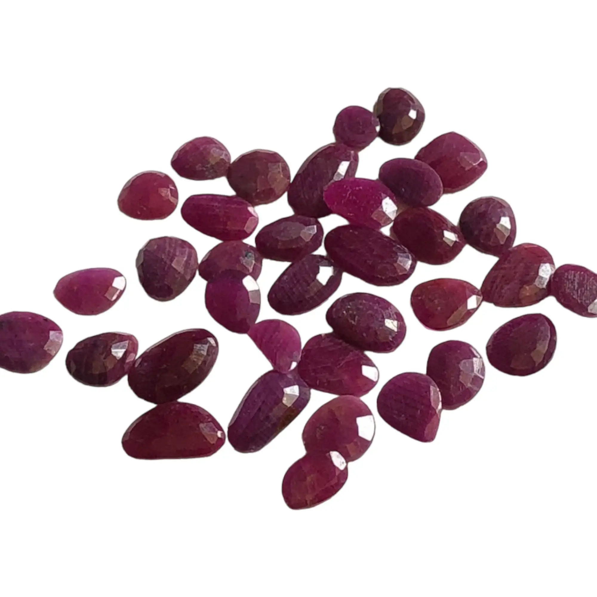 Wholesale Trendy Elegant Natural Crystal Ruby Cabochons DIY Gorgeous Loose Stones Oval Cut Fabulous Flat Back Rose Cut Gems Red