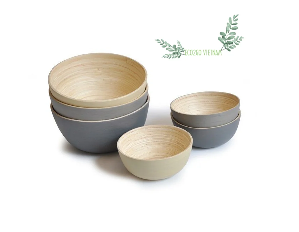 Neues Design Bambus-Holzschalen/Bambus-Rhrschssel mit  Logo/Bambus-Besteckset fr Reisen von Eco2go