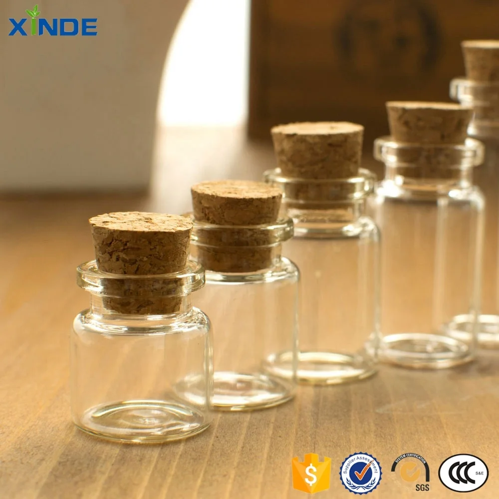 Hot Sale Empty Clear Tubular Vial Wishing Glass Bottle With Cork Stopper