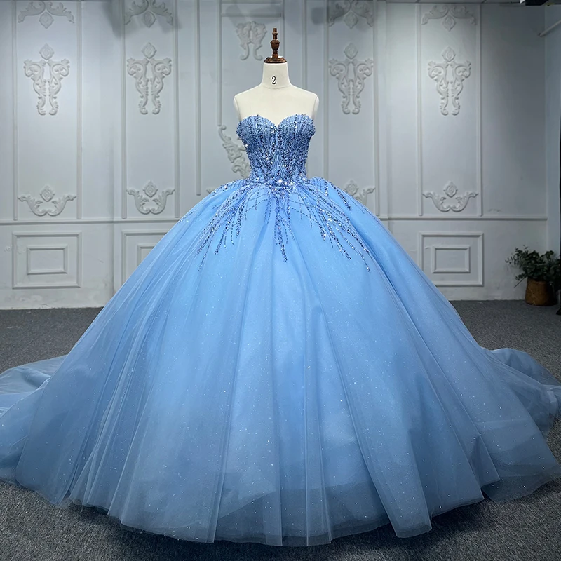 Blue Lace A-Line Chiffon Evening Gown 2022  Elegant Prom Dress with  Sequins, Custom Sizes Available for Women