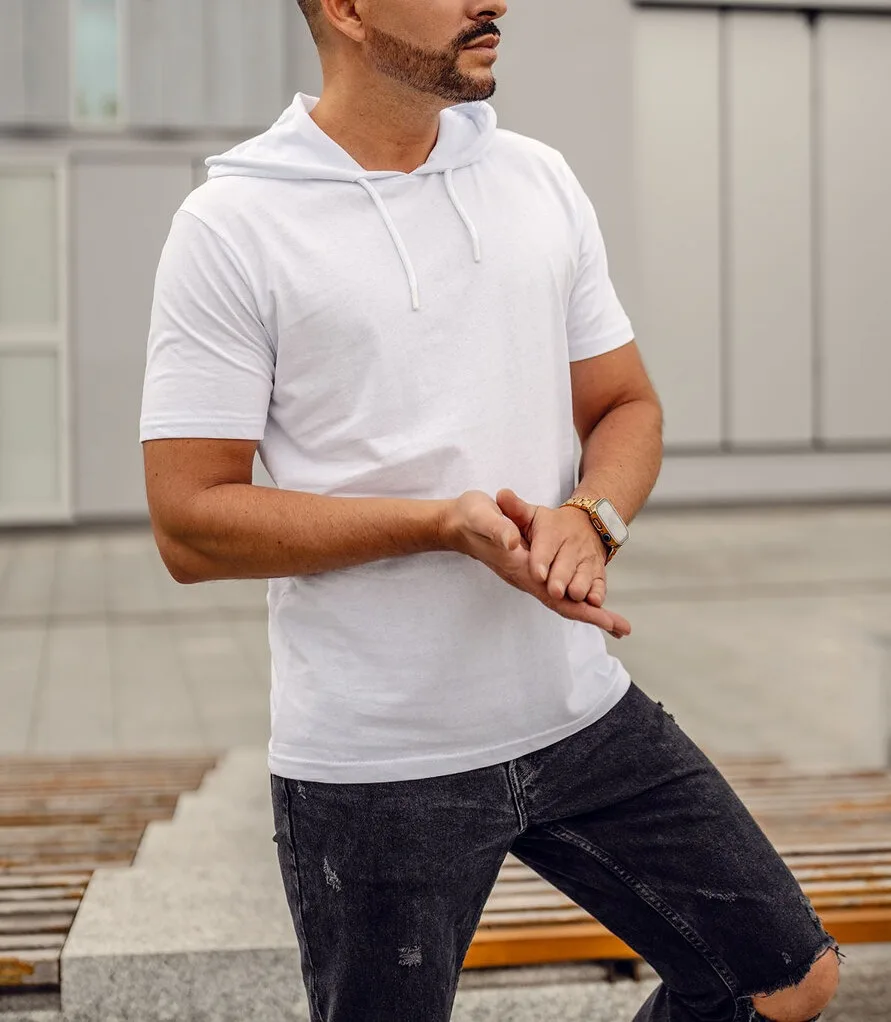 Men's Slim Fit Casual Short Sleeve Hooded T-shirt Oem