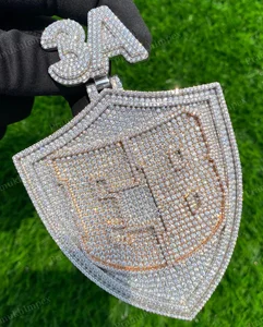 925 Sterling Silver Custom Iced Hip Hop Fine Jewelry Claw Setting Moissanite Round Cut Pendant Name Logo Party