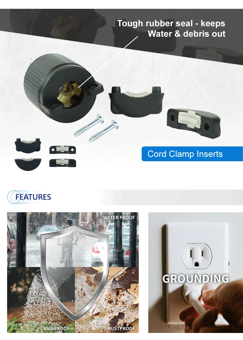 Electrical Plug Nema L1620 20a 480v Customizable Locking Flanged Inlet