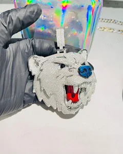 Fully Iced Trendy Jewelry GRA Certified Moissanite Hip Hop Wolf 925 Silver Gold Plated Cut Claw Setting Pendants Unisex Party