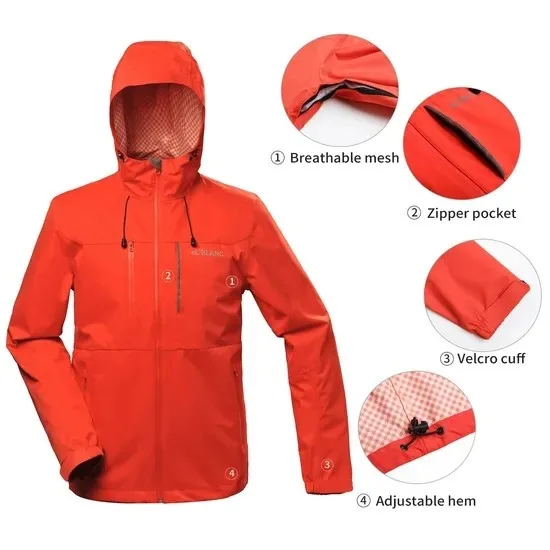 Fully Seam Taped Waterproof Rain Jacket Hooded Windproof 3 Layer