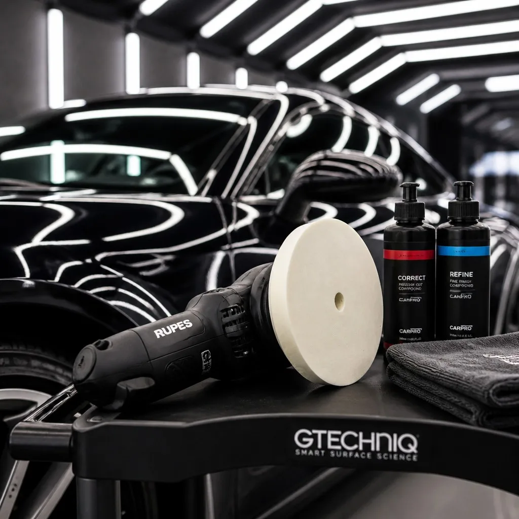 Automotive Paint Correction and Clearcoat Detailing with Wool Felt Disc