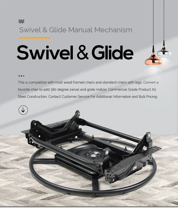 Black Steel 22 Inch Replacement Swivel Glider Ring Base Sofa Manual