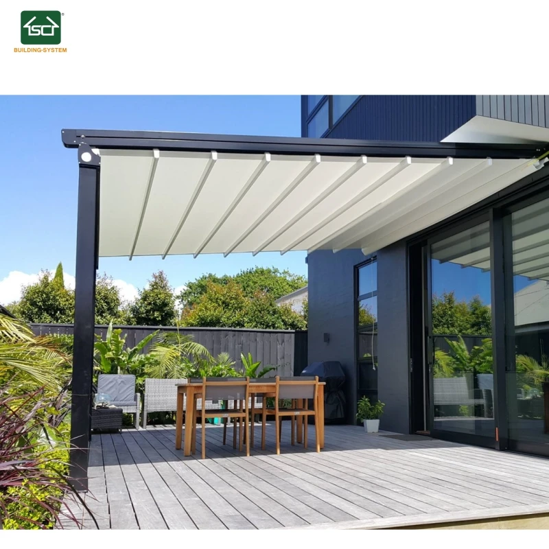 Outdoor Opening Gazebo Automatic PVC Pergola Systems Metal Garage Patio Awning Retractable Roof Shade