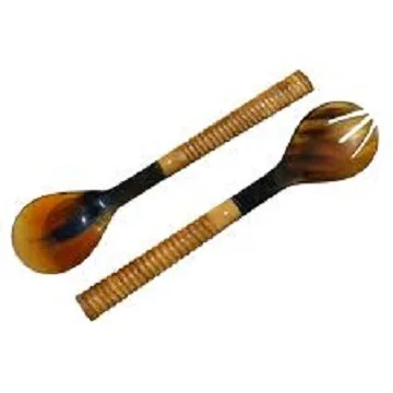 Лидер продаж Сервировочная Ложка для салата из 2024 рога и вилки набор водоворотных салатов сервировочная ложка столовые приборы ручной работы