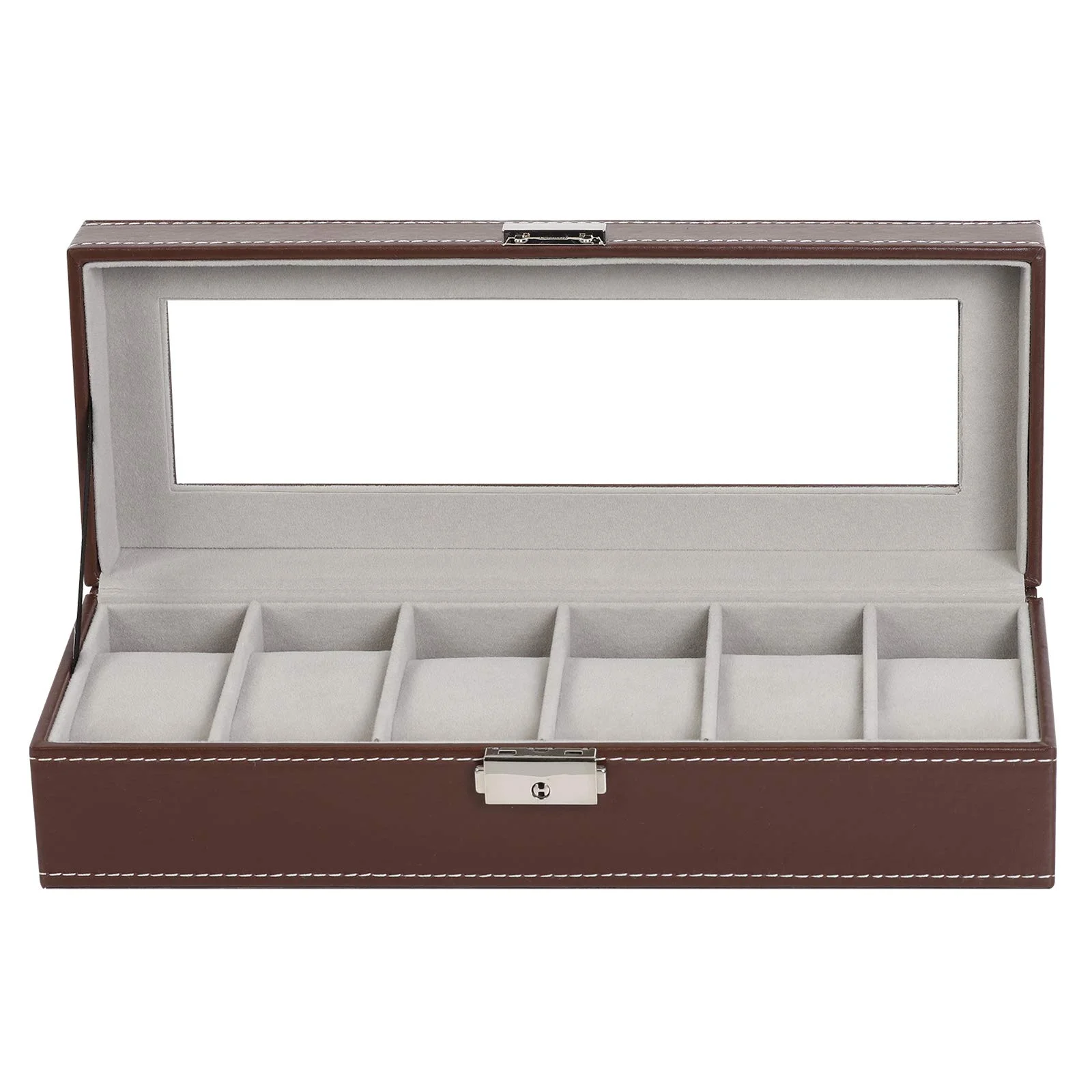 Watch Storage Box Display Case Organizer Glass Jewelry Storage 6 Slot