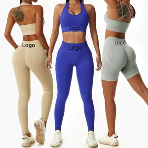 Custom Print Training High Waist Butt Nylon Fitness Women Set Quick Dry Gym Wear Workout Seamless Yoga Set