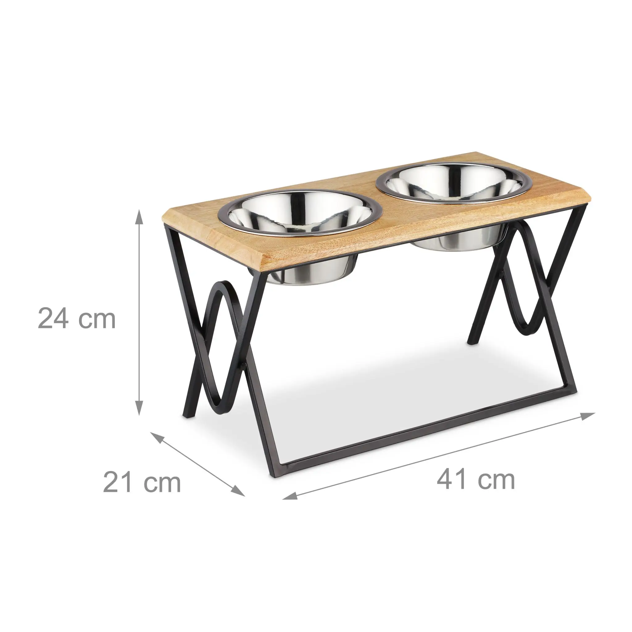 Wholesale Anti Slip Double Stainless Steel Dog Bowl With Stand Mango