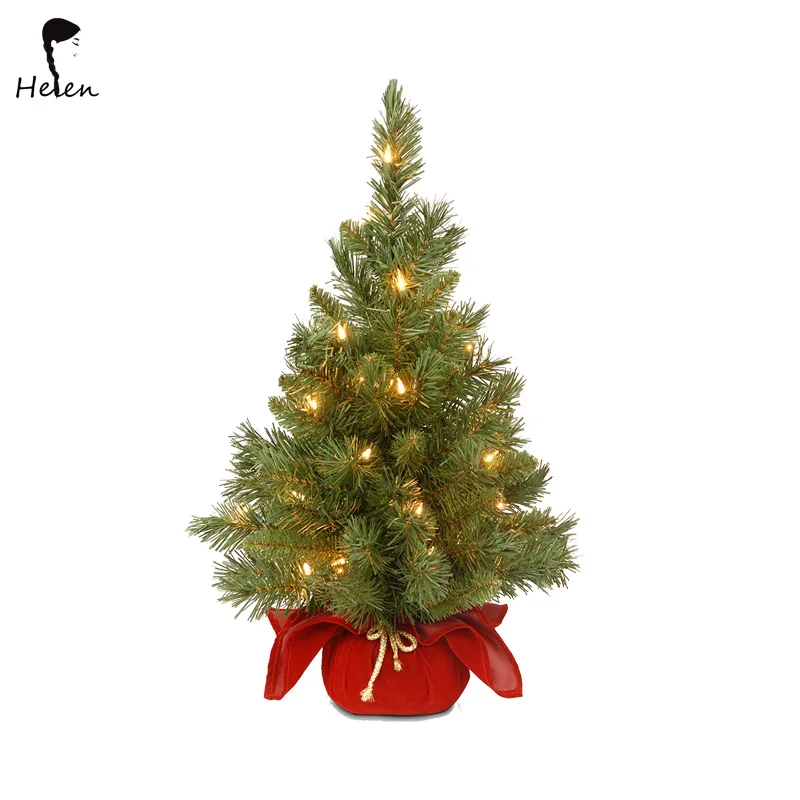 Helen Prelit Artificial Christmas Tree With Lights And Wooden Base