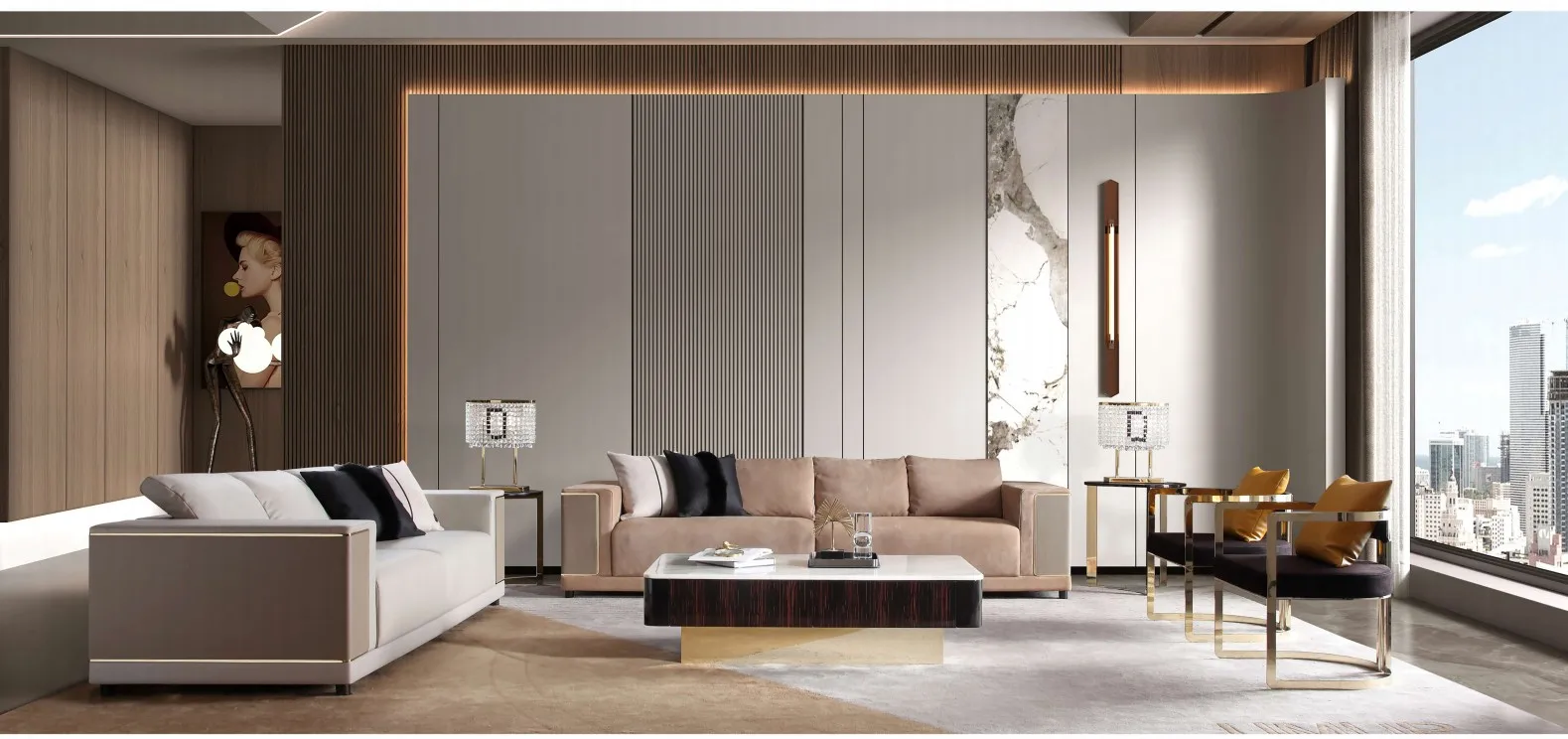 Modern Ethos collection living room furniture set for luxury projects