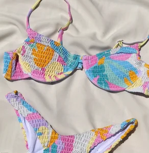 Designer Custom Women High Waist Swimwear 2026 Underwire Striped Eco-Friendly Swimsuit Cover Dress Triangle Solid Two Piece