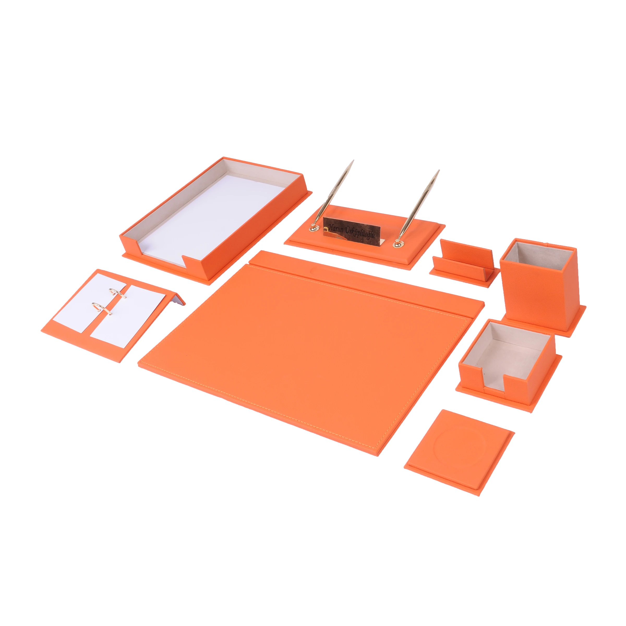 10 Pcs Leather Desk Set With Single Document Tray Office Supplies Desk Organizer Office