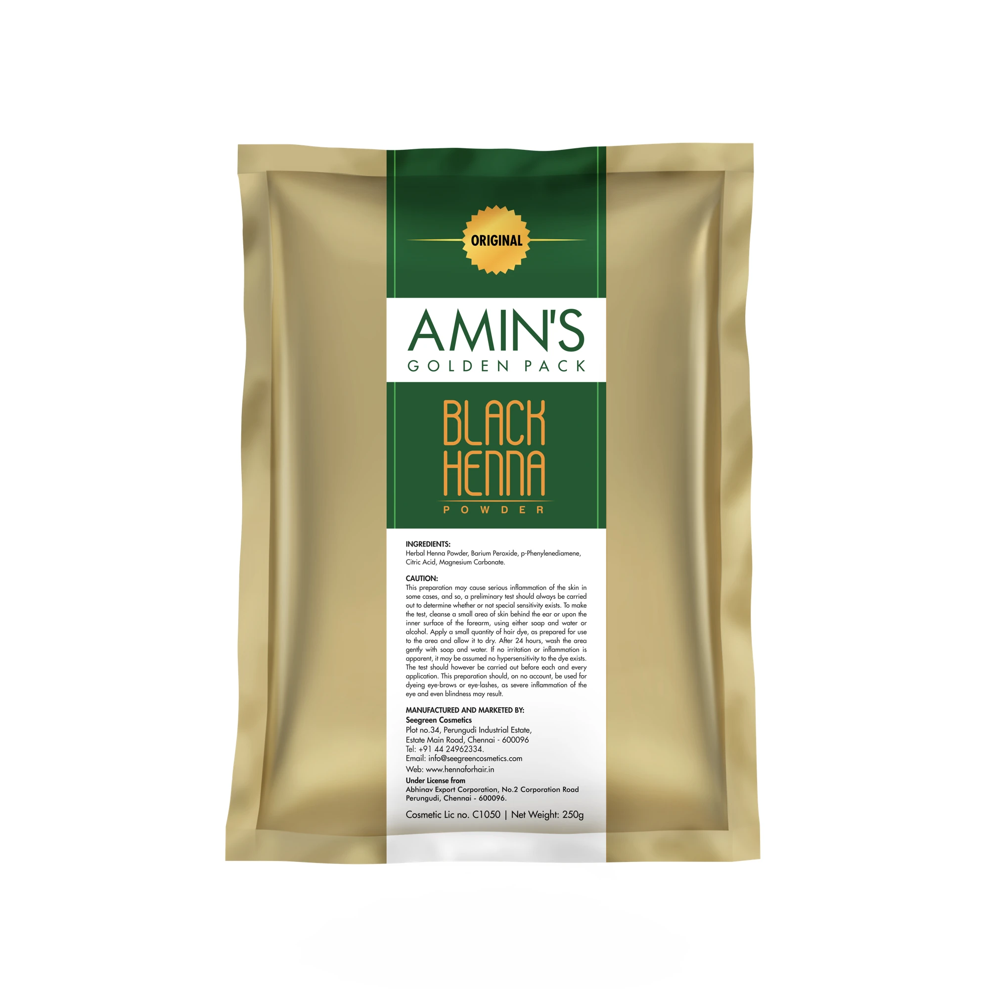 Amin's Golden Pack Black Henna 100 Original And Ammonia Free Black