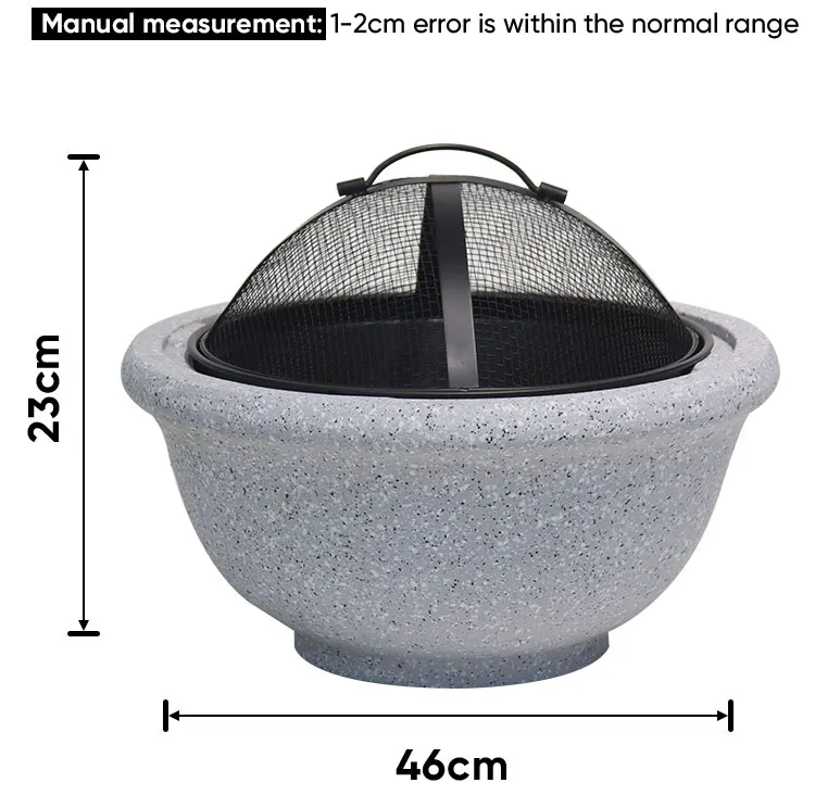 Bbq Grill Firepit Dark Grey Fire Bowl Kit Outdoor Garden Heater