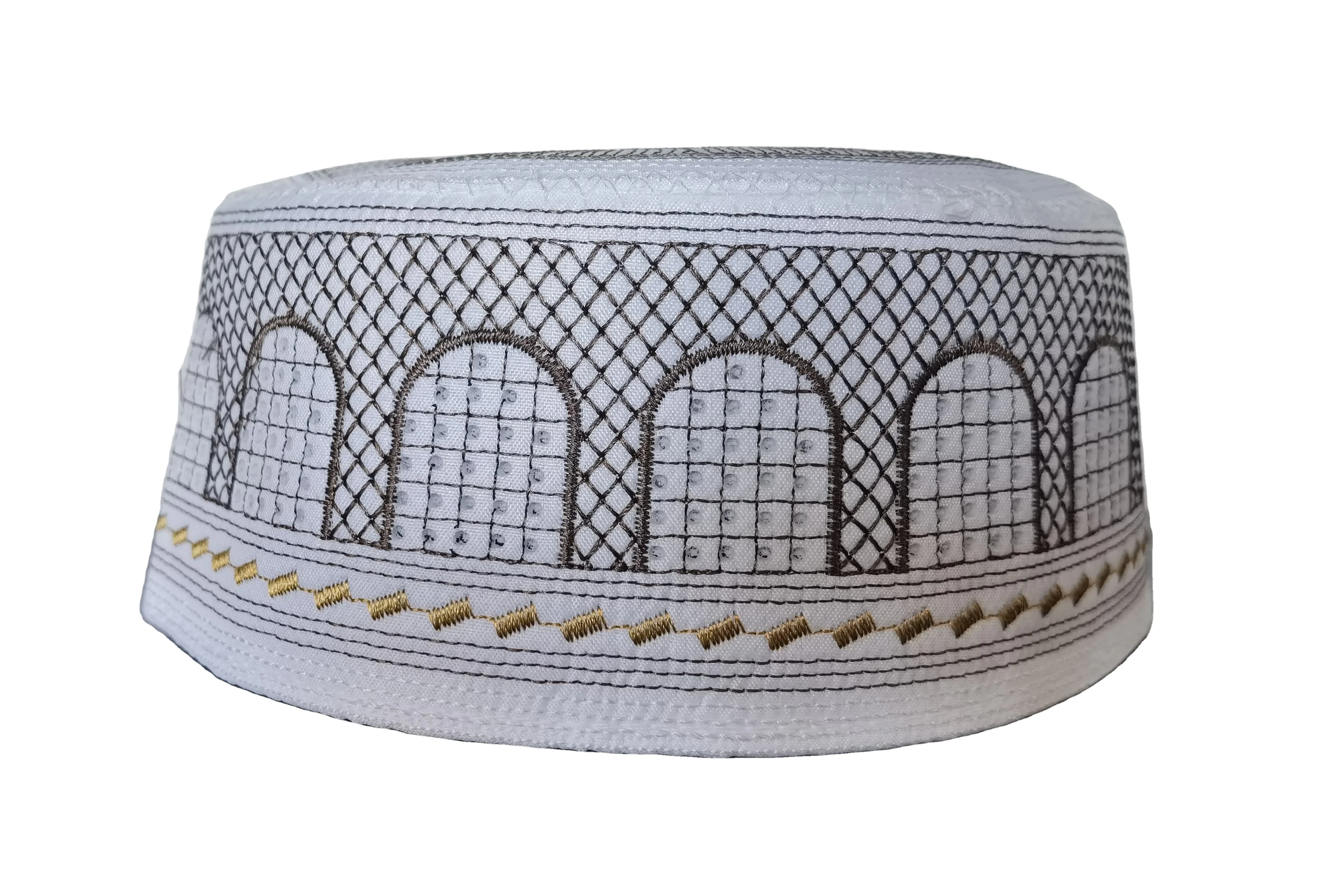 High Quality Men Prayer Namaz Embroidery Skull Cap Kufi Hat Turkish Muslim Custom Made Embroidered Caps